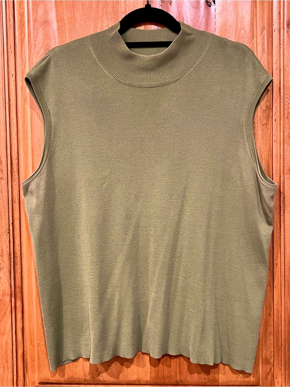 Coldwater Creek Sleeveless Mock Neck Knit Top - Olive Green